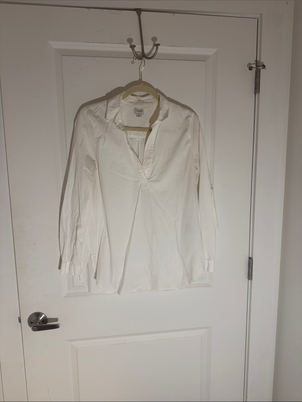 J. Crew White Popover Button-Down Shirt